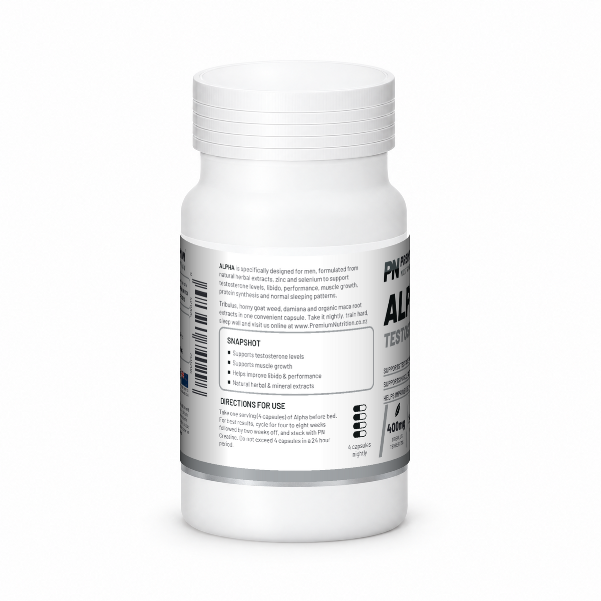 Premium Nutrition ALPHA directions panel